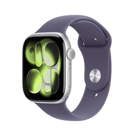 APPLE WATCH SERIES 11 GPS + CELLULAR 46MM SILVER ALUMINIUM CASE WITH PURPLE FOG SPORT BAND - S/M