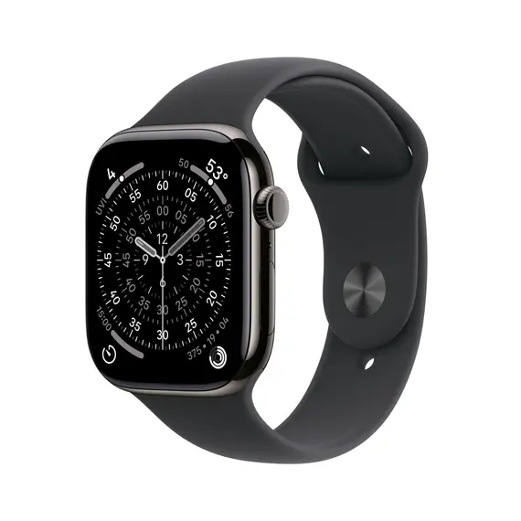 APPLE WATCH SERIES 11 GPS + CELLULAR 42MM SLATE TITANIUM CASE WITH BLACK SPORT BAND - S/M