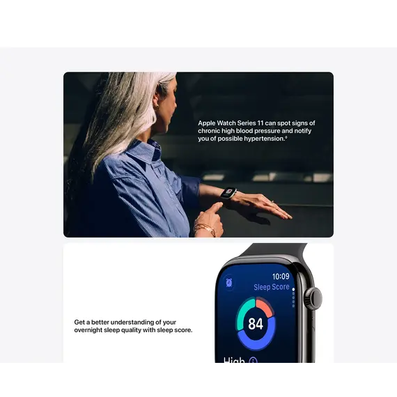 APPLE WATCH SERIES 11 GPS + CELLULAR 46MM SILVER ALUMINIUM CASE WITH PURPLE FOG SPORT BAND - M/L
