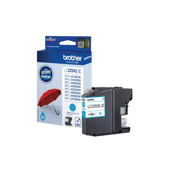 BROTHER LC225XLC ink cyan 1200pages DCPJ4120 MFCJ4420 MFCJ4620 MFCJ5320 MFCJ5620 MFCJ5720