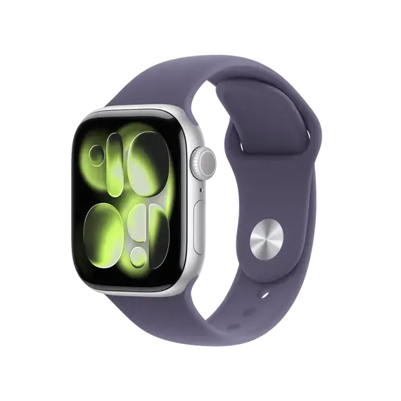 APPLE WATCH SERIES 11 GPS 46MM SILVER ALUMINIUM CASE WITH PURPLE FOG SPORT BAND - S/M