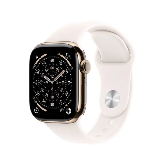 APPLE WATCH SERIES 11 GPS + CELLULAR 46MM GOLD TITANIUM CASE WITH LIGHT BLUSH SPORT BAND - S/M