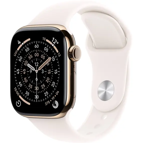 APPLE WATCH SERIES 11 GPS + CELLULAR 42MM GOLD TITANIUM CASE WITH LIGHT BLUSH SPORT BAND - S/M
