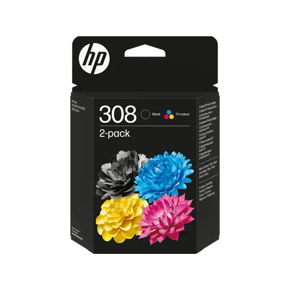 HP 308 Black/Tri-Color Original Ink Cartridge Combo 2-Pack