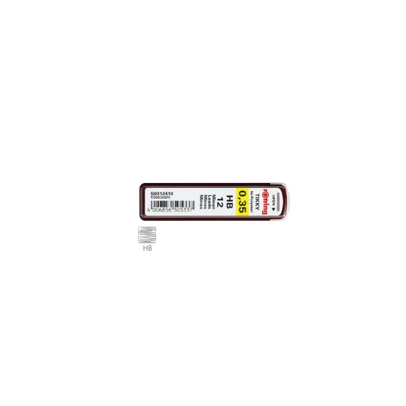 Lápis HB Rotring Minas Grafite 0,35mm - Pack de 12 unidades | Marca 398