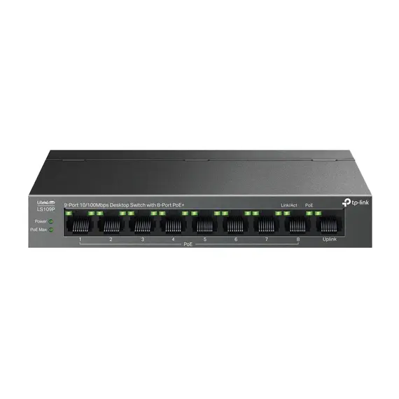 Switch TP-LINK 9-Port 10/100 Mbps com 8 Portas PoE+ | Loja BluePixel