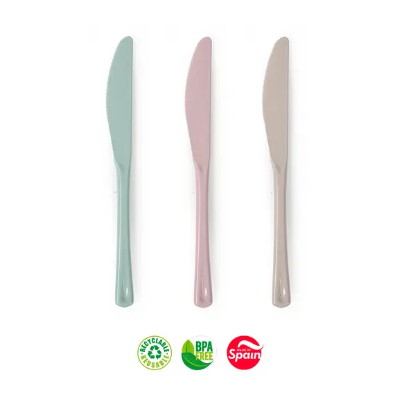 Facas Plástico Reutilizáveis 26cm Sortido 6un
