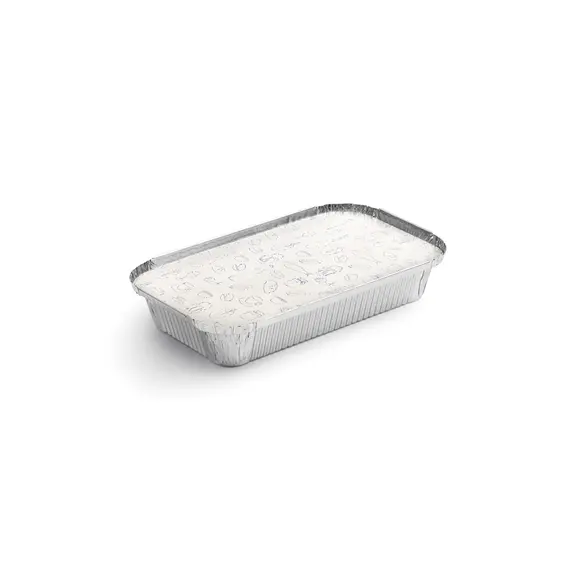 Embalagem Alimentar Alumínio 0600ml Retangular c/Tampa 100un