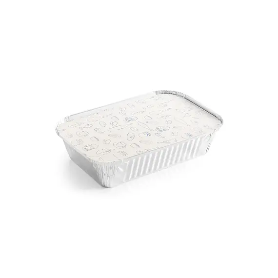 Embalagem Alimentar Alumínio 1260ml Retangular c/Tampa 100un