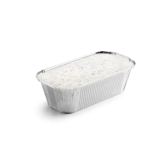 Embalagem Alimentar Alumínio 1500ml Retangular c/Tampa 100un