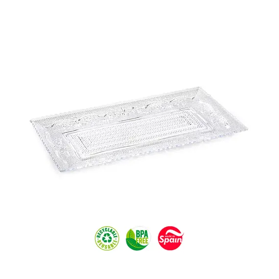 Travessa Plástico Reutilizável Cristal 15x28,5cm