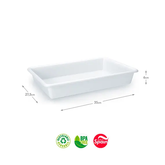 Tabuleiro Hotelaria 35x27,5x6cm 4L Branco