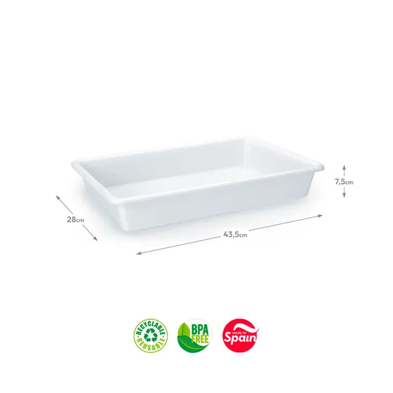 Tabuleiro Hotelaria 43,5x28x7,5cm 9L Branco