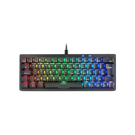 Teclado Mecânico 60% MARS GAMING MKMINIPRO RGB Hot-Swappable Switches em Preto
