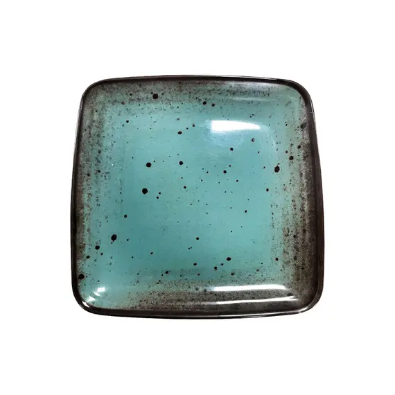 Prato 19x19x1.8cm Melamina Quadrado TERRACOTA Azul 1un