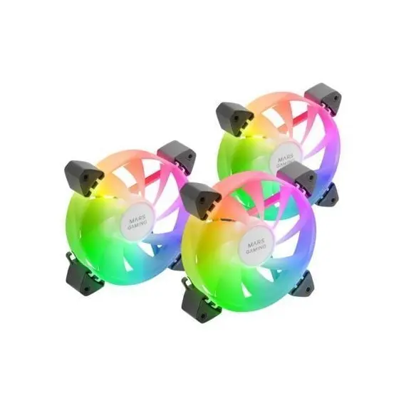 Kit de Ventoinhas ARGB 120mm MARS GAMING MF-3A 3IN1 Frameless com Iluminação Full Ring - Preto