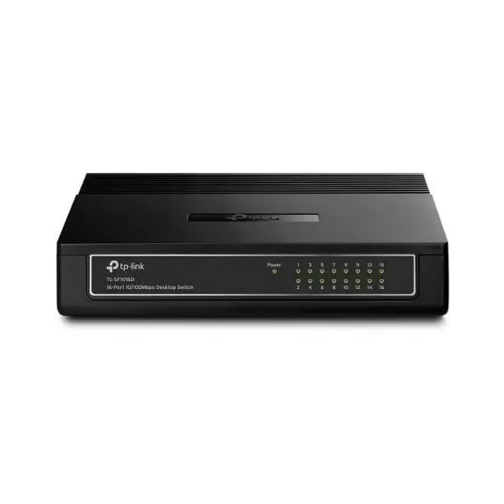 Switch TP-LINK TL-SF1016D de 16 Portas 10/100M - Switch de Secretária em Plástico para Redes Locais