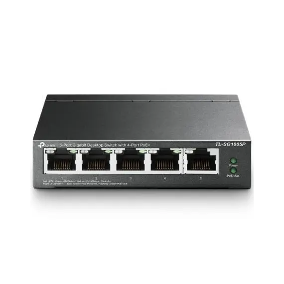 Switch PoE TP-LINK TL-SG1005P 5 Portas Gigabit 4 PoE 56W Steel Case - Loja BluePixel