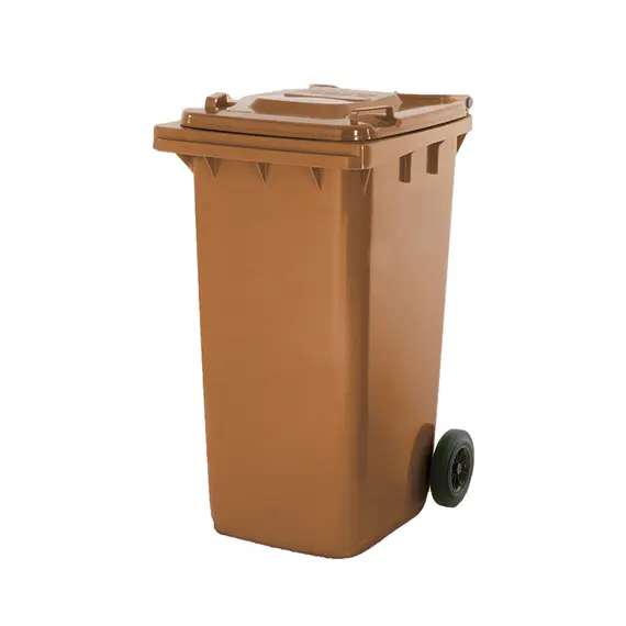 Contentor de 240L em Polietileno Castanho com 2 Rodas e Tampa - Marca 300