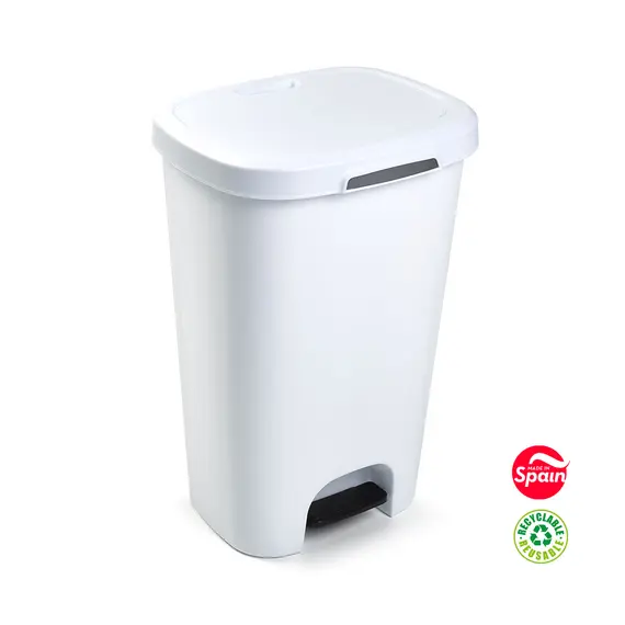 Contentor 50L em Plástico Branco com Pedal - Marca 359 | Loja BluePixel