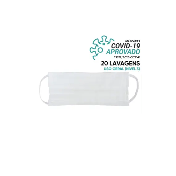 Máscara Reutilizável 20 Lavagens Branco (Pregas) 1un