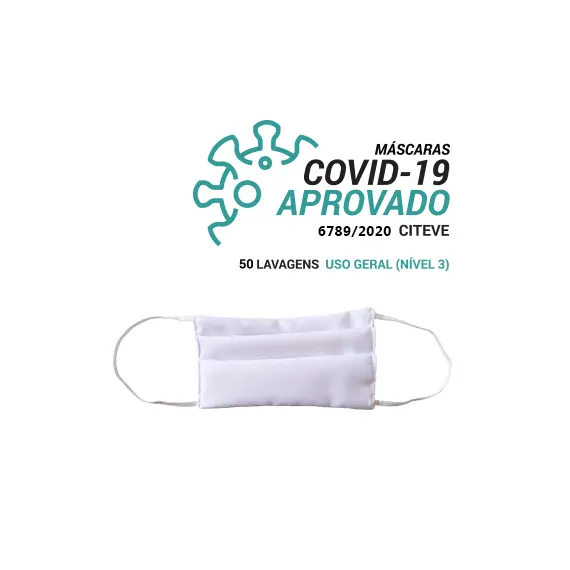 Máscara Reutilizável 50 Lavagens Adulto Branco Pack 3un