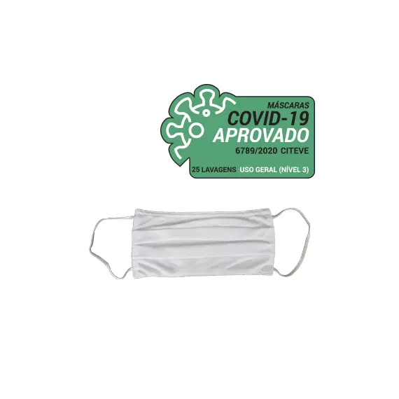 Máscara Reutilizável 50 Lavagens Adulto Branco 3un