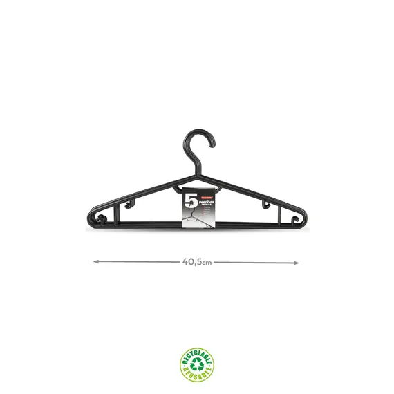 Cabides Pretos 359 - Modelo Cabide 40,5x18x3,3cm | Pack de 5 unidades | Loja BluePixel