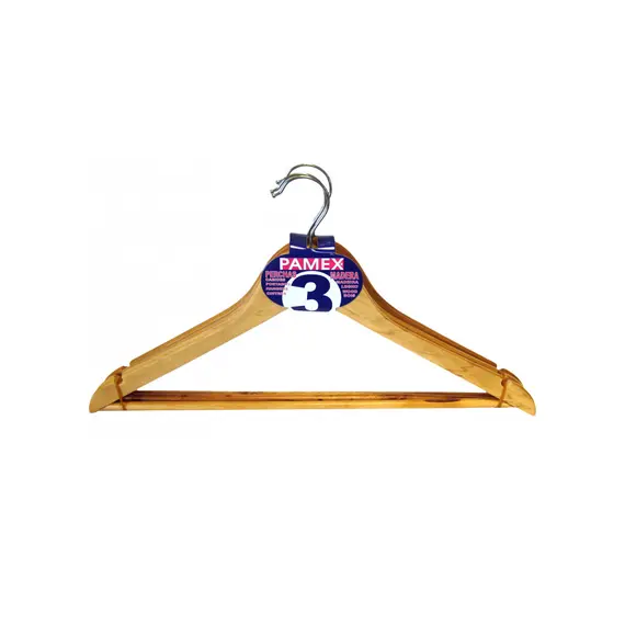 Cabides de Madeira Natural 343 Modelo Cabide 44,5x23x1,2cm - Conjunto de 3 unidades | Loja online bluepixel.pt