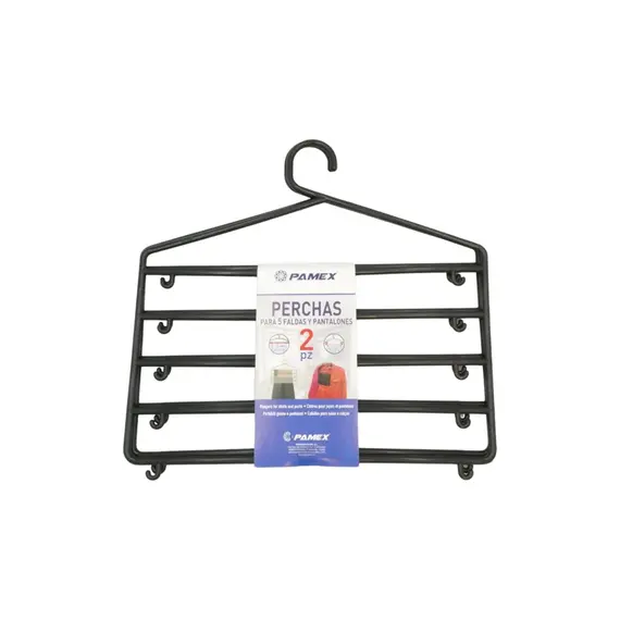 Cabide p/Saias e Calças Plastico Preto 2un (5 compartimentos) | Marca 343 | Loja BluePixel