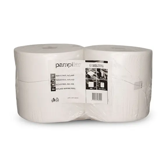 Rolo Pano TNT/AirLaid 130mx23,5cm 55g PAMPILAR Branco 2un