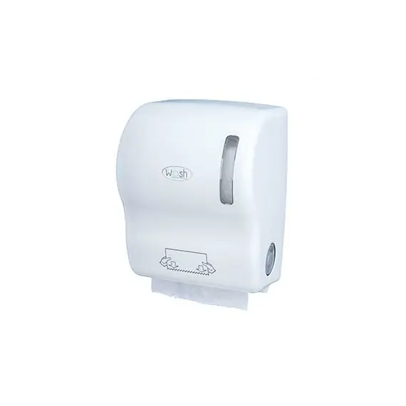 Dispensador Toalhas Rolo c/ Auto-Corte ABS Branco Brilho