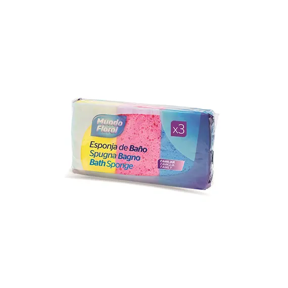 Esponja de Banho Retangular Cores Sortidas 3un