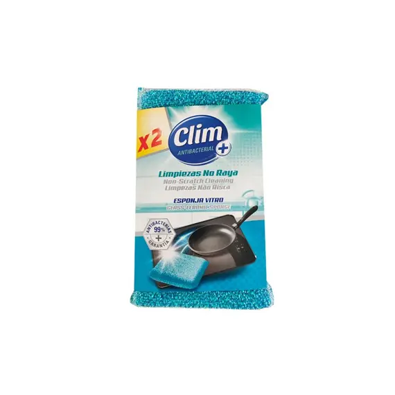 Esfregão Esponja Vitrocerâmica Clim Antibactérias 2un - Limpeza eficiente e segura