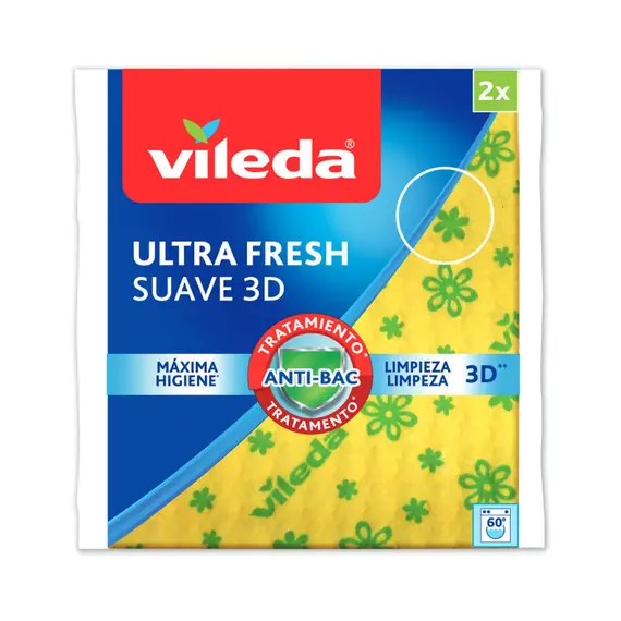 Pano Multiusos Vileda 35x40cm Amarelo Ultra Fresh Pack 2 - Limpeza Suave e Eficaz