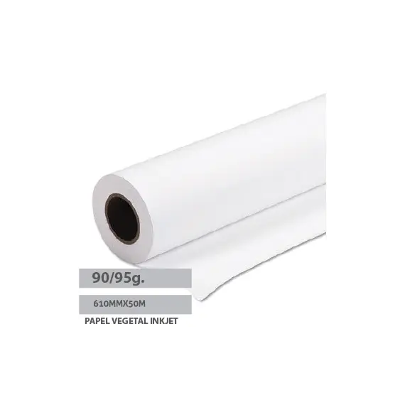 Papel Vegetal InkJet 90/95gr 610mmx50mts Pack 1 Rolo