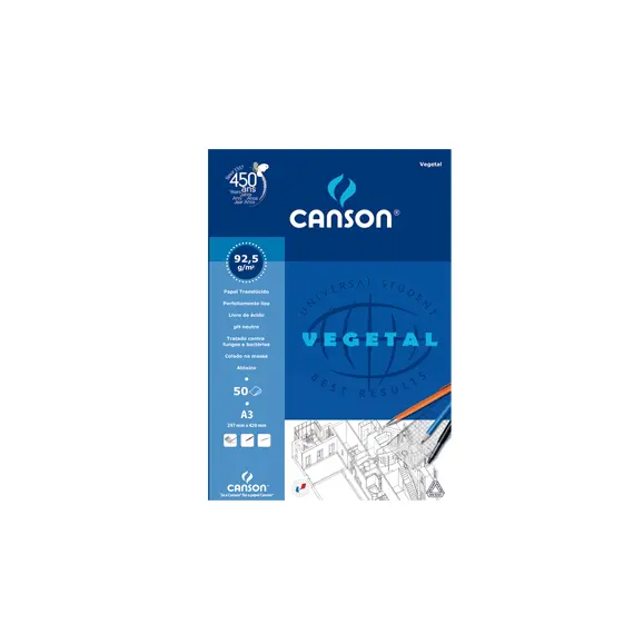 Papel Vegetal A3 90g Canson Bloco 50Fls