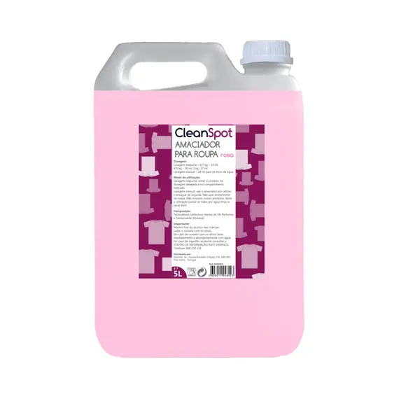 Amaciador de Roupa Cleanspot Rosa 5L - Suavidade e Frescura para as suas Roupas