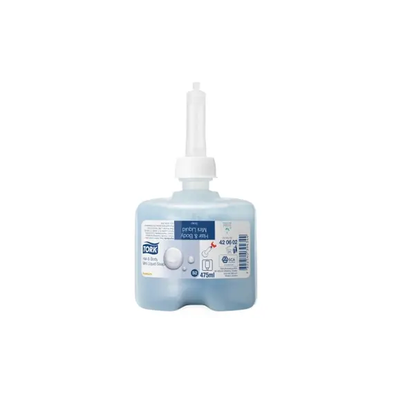 Sabonete Gel Banho Corpo e Cabelo TORK S2 475 500ml Pack 8un