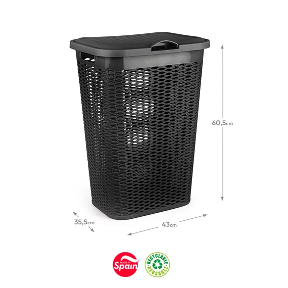 Cesto de Roupa 51L Preto - Marca 359 | Organização e Praticidade na BluePixel.pt