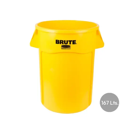 Contentor 167L Plástico Brute sem Tampa com Canais Ventilação Amarelo | bluepixel.pt