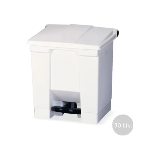 Contentor de 30L em Plástico Branco com Pedal - Marca 401 | Loja BluePixel