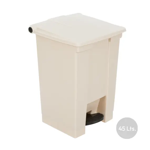 Contentor de 45L em Plástico Bege com Pedal - Ideal para Casa e Escritório | bluepixel.pt