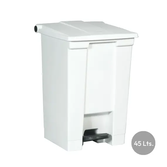 Contentor de 45L em plástico branco com pedal - Marca 401 | Loja BluePixel