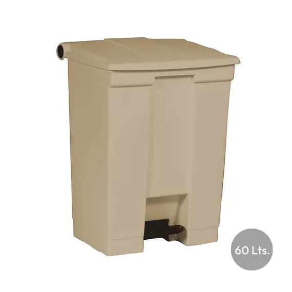 Contentor 60L em Plástico Bege com Pedal - Ideal para Casa e Escritório | bluepixel.pt