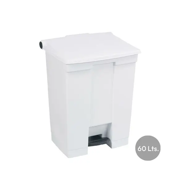 Contentor de 60L em plástico branco com pedal - Marca 401 | Loja BluePixel