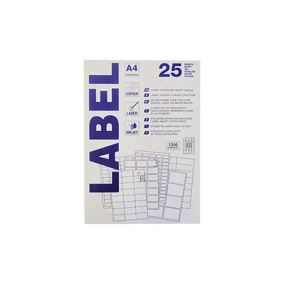 Etiquetas A4 045,7x021,2mm marca 320 - 1200 unidades em 25 folhas | bluepixel.pt