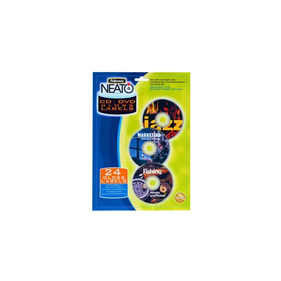 Etiquetas para CDs e DVDs Fellowes 99963 - Papel Brilhante, Pack de 24 | Loja BluePixel