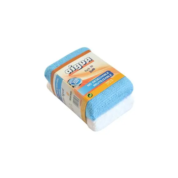 Esponja Microfibras 14x9cm Branco/Azul Pack 2un