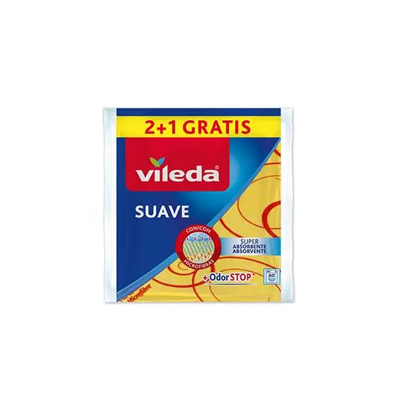 Pano 35x40cm Multiusos Vileda Suave Amarelo Pack 2+1 Grátis